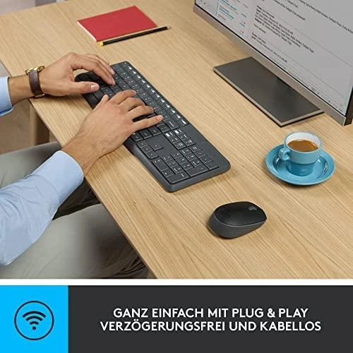 Logitech MK235 klaviatūra Radijo dažnio belaidė QWERTZ Vokiečių Pilka