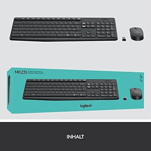 Logitech MK235 klaviatūra Radijo dažnio belaidė QWERTZ Vokiečių Pilka