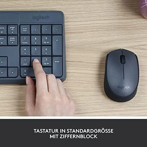 Logitech MK235 klaviatūra Radijo dažnio belaidė QWERTZ Vokiečių Pilka