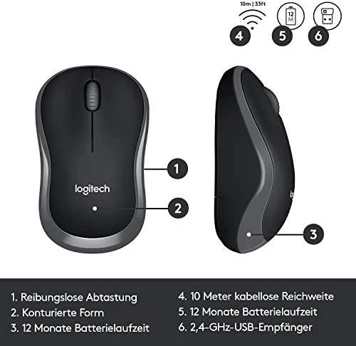 Logitech MK330 klaviatūra Radijo dažnio belaidė QWERTZ Vokiečių Juoda