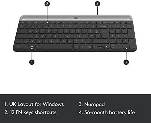 Logitech MK470 Slim Wireless Combo, belaidė klaviatūra ir pelė, Nordic išdėstymas, Grafito spalvos