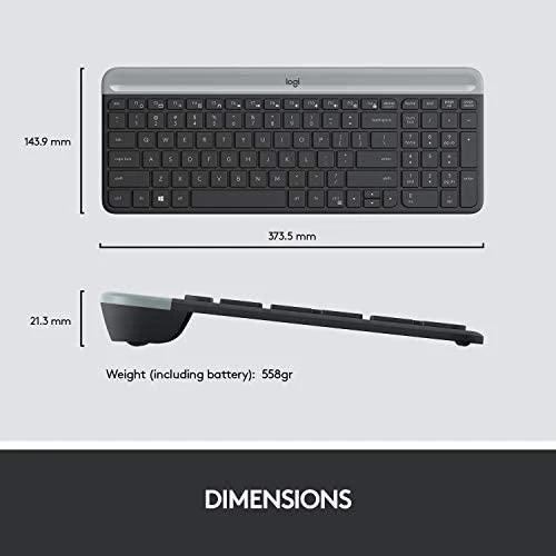 Logitech MK470 Slim Wireless Combo, belaidė klaviatūra ir pelė, Nordic išdėstymas, Grafito spalvos