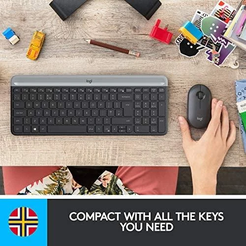 Logitech MK470 Slim Wireless Combo, belaidė klaviatūra ir pelė, Nordic išdėstymas, Grafito spalvos