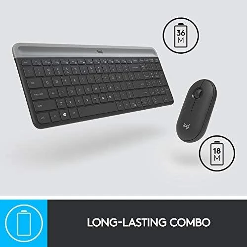 Logitech MK470 Slim Wireless Combo, belaidė klaviatūra ir pelė, Nordic išdėstymas, Grafito spalvos