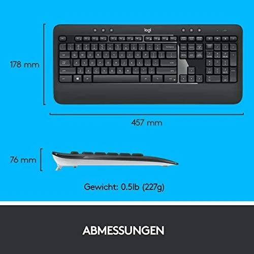 Belaidis pelės ir klaviatūros rinkinys Logitech MK540 Advanced, išdėstymas: Vokiečių (Qwertz)