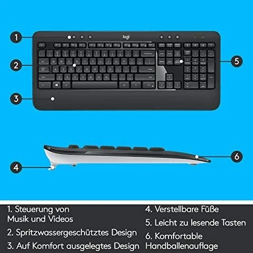 Belaidis pelės ir klaviatūros rinkinys Logitech MK540 Advanced, išdėstymas: Vokiečių (Qwertz)