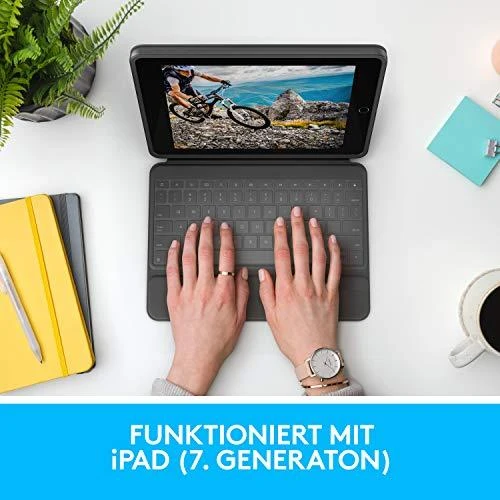 Logitech Rugged Folio mobiliojo įrenginio klaviatūra QWERTZ Vokiečių Grafitas C tipo USB