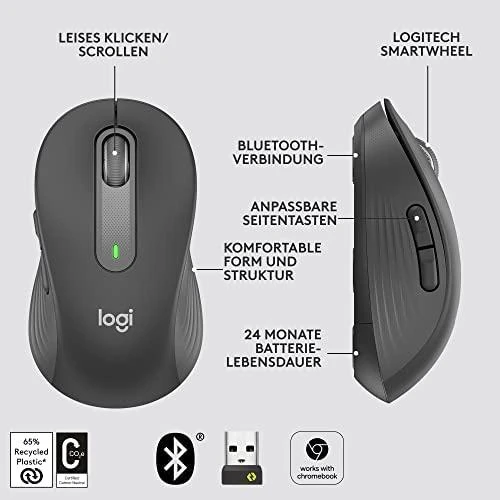 Tyli belaidė pelė Logitech M220, Juoda