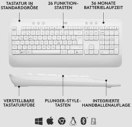 Klaviatūra Logitech Klaviatūros ir pelės rinkinys Signature MK650 Combo For Business - Baltas