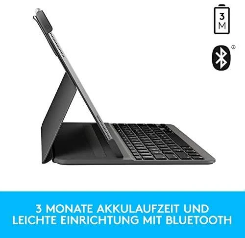 Logitech Slim Folio QWERTZ Vokiečių Grafitas „Bluetooth“