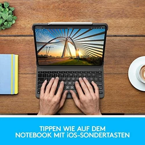 Logitech Slim Folio QWERTZ Vokiečių Grafitas „Bluetooth“