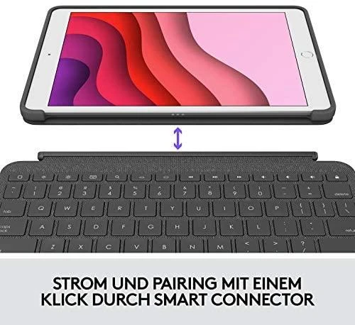 Logitech Combo Touch mobiliojo įrenginio klaviatūra QWERTZ Vokiečių Grafitas Smart Connector