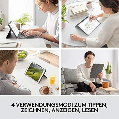 Logitech Combo Touch mobiliojo įrenginio klaviatūra QWERTZ Vokiečių Grafitas Smart Connector