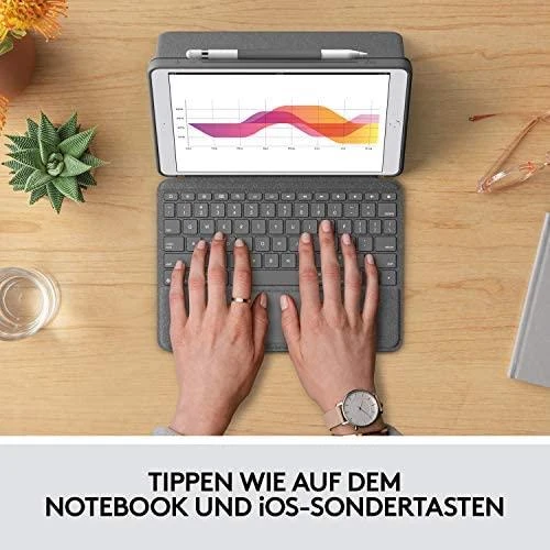 Logitech Combo Touch mobiliojo įrenginio klaviatūra QWERTZ Vokiečių Grafitas Smart Connector