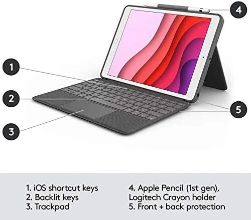 LOGITECH Combo Touch, skirtas iPad (7, 8 ir 9 gen.) – GRAPHITE – NORDIC