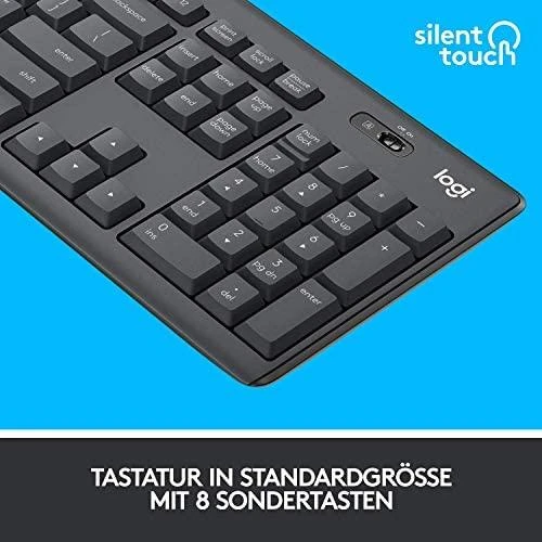 Tyli belaidė Klaviatūra su pele Logitech MK295, DE išdėstymas