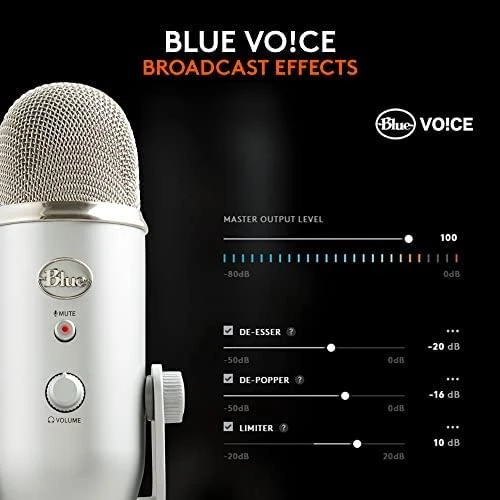Blue Logitech G Mėlyna Yeti (Sidabrinis) kondensatorinis mikrofonas