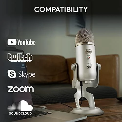 Blue Logitech G Mėlyna Yeti (Sidabrinis) kondensatorinis mikrofonas