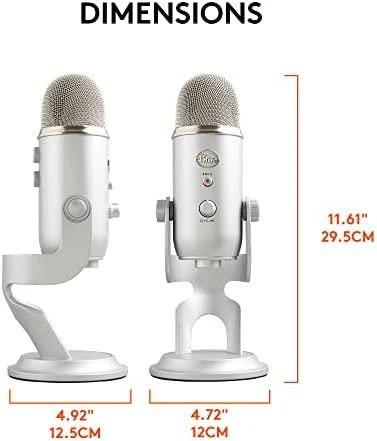Blue Logitech G Mėlyna Yeti (Sidabrinis) kondensatorinis mikrofonas