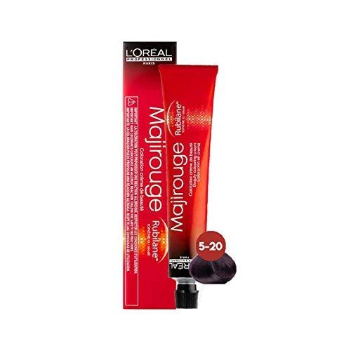 L'Oreal Majirouge 5.20 plaukų dažų tūbelė ir pakuotė