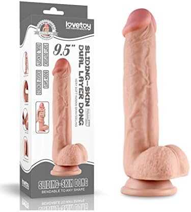 LoveToy 9,5 colio slankiojančios odos dvigubo sluoksnio dildo