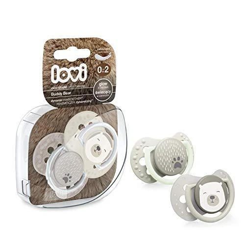LOVI dinaminis silikoninis čiulptukas BUDDY BEAR, 0-2 mėn., 2 vnt., 22/862