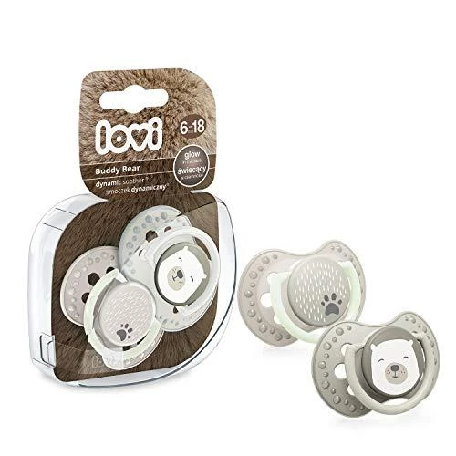 LOVI dinaminis silikoninis čiulptukas BUDDY BEAR, 6-18 mėn., 2 vnt., 22/865