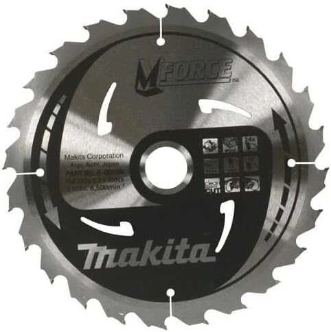 Makita T.C.T. pjūklas M-FORCE 210X2.3X30mm 15° T24 B-08078 T.C.T • 210 x30 mm • T24 • 15° • Medienai
