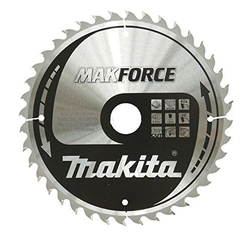 Makita T.C.T. pjūklas MAKFORCE 210X2.4X30mm 20° T40 B-08501 T.C.T • 210 x30 mm • T40 • 20° • Medienai