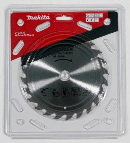 Makita T.C.T. pjūklas 165X2X20mm 20° T24 D-03333 T.C.T • 165 x20 mm • T24 • 20° • Medienai
