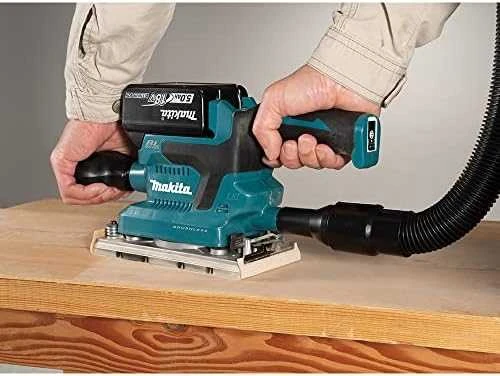 Makita DBO381ZU Akumuliatorinis vibracinis šlifuoklis 18V, 93X185mm, AWS (su AWS lustu), Be akumuliatorių ir kroviklio!