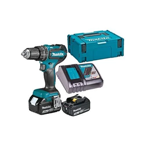 Makita DHP485RFJ Akumuliatorinis smūginis gręžtuvas, 18 V, 2x 3,0 Ah Li-ion, 50/25 Nm, 1,7kg, LED, BL-motor, MAKPACK