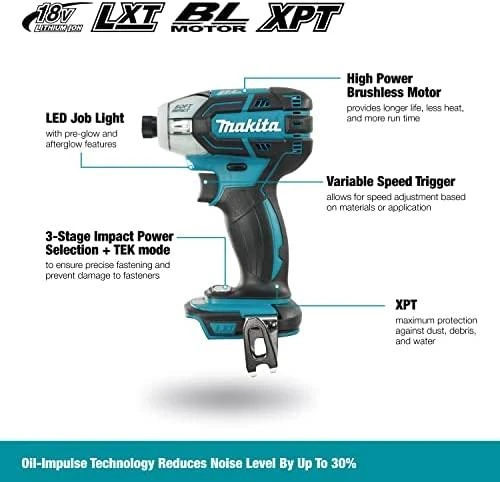 Makita DTS141Z Akumuliatorinis smūginis suktuvas, 18 V,OIL IMPULS, BL-motor, Be akumuliatorių ir kroviklio!