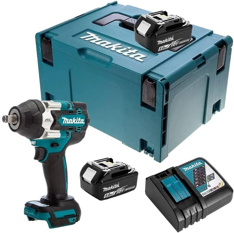 Makita DTW700RTJ Akumuliatorinis smūginis veržliasukis 18V, 2x5,0Ah Li-ion, 700/1000 Nm, 1/2", LED, MAKPACK