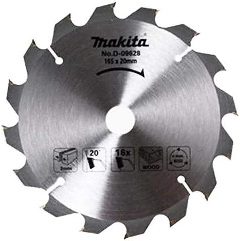 Makita T.C.T. pjūklas 165X2X20mm 20° T16 D-09628 T.C.T • 165 x20 mm • T16 • 20° • Medienai