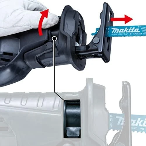 Makita JR002GZ Reciprocating saw XGT, 32mm stroke; švytuoklinio pjovimo funkcija, AVT; greitas ašmenų keitimas; bešepetėlinis variklis, "Z" versija - komplektuojamas be akumuliatoriaus ir kroviklio