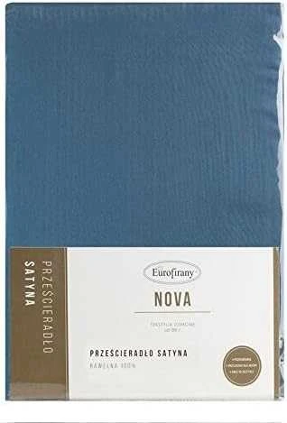 Eurofirany NOVA medvilninio satino paklodė be gumos, 220X210 cm, spalva: tamsiai mėlyna