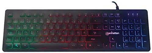 MANHATTAN Itin plona USB žaidimų klaviatūra su šviesos diodais