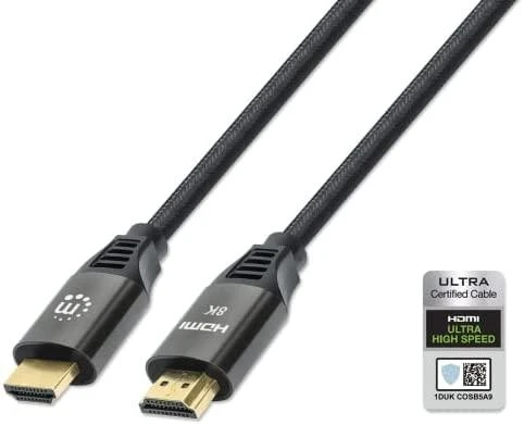 Intracom MANHATTAN 8K 60Hz sertifikuotas ypač didelės spartos HDMI kabelis su eternetu 1 m