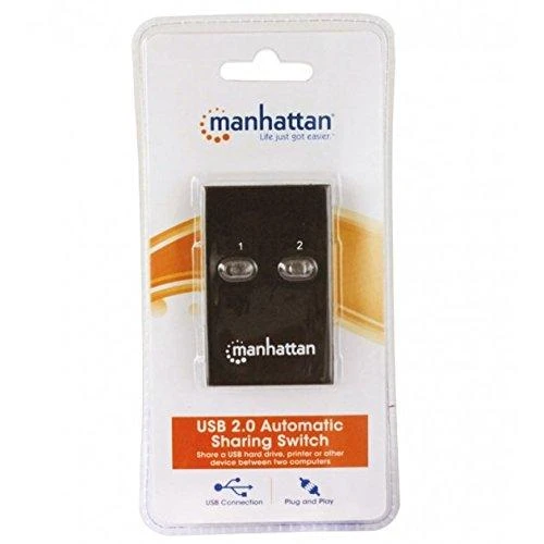 Intracom MANHATTAN Hi-Speed USB 2.0 bendrinimo jungiklis 1x2 prievadai, dvigubas valdymas, automatinio jutiklio USB 2.0 tipo A į B tipo jungiklis
