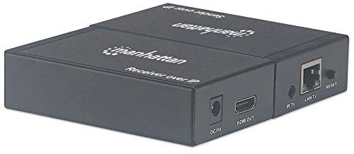 Intracom MANHATTAN 1080p HDMI per IP plėtiklio rinkinys Prailgina 1080p signalą iki 120m su jungikliu ir vienu Ethernet kabeliu IR palaikymas Juodas