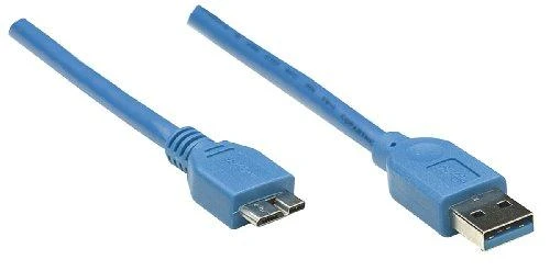 USB Manhattan USB-A - micro-B 2 m Mėlyna kabelis (325424)