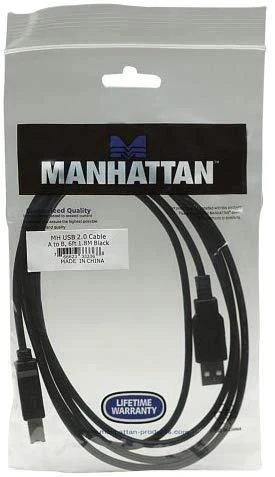 StarTech Manhattan USB 2.0 A/B USB kabelis 1,8 m USB A USB B Juoda