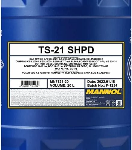 Mannol Alyva TS-21 SHPD 10W/30 varikliams 20 L