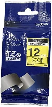 Brother | TZe-631 Laminated Tape | Juodas on Geltona | TZe | 8 m | 1.2 cm