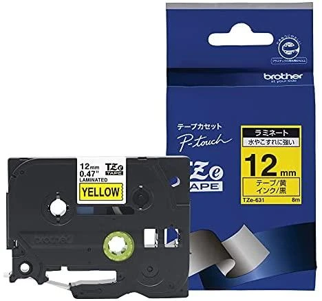 Brother | TZe-631 Laminated Tape | Juodas on Geltona | TZe | 8 m | 1.2 cm