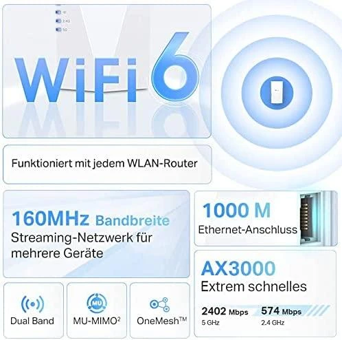 Maršrutizatorius TP-LINK | AX3000 Mesh WiFi 6 ilgintuvas | RE700X | 802.11ax | Tinklo palaikymas: Taip | 2402+574 Mbit/s | Ethernet LAN (RJ-45) jungtys: 1 | Nėra mobiliojo plačiajuosčio ryšio | MU-MiMO: Ne | Antenos tipas: 2 vidinės