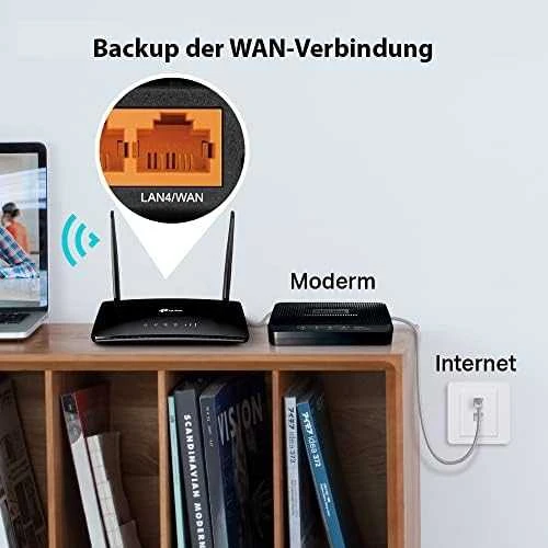 TP-LINK TL-MR6400 V4 belaidis maršrutizatorius Viena juosta (2,4 GHz) Greitas eternetas 3G 4G Juoda
