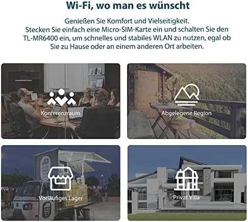 TP-LINK TL-MR6400 V4 belaidis maršrutizatorius Viena juosta (2,4 GHz) Greitas eternetas 3G 4G Juoda