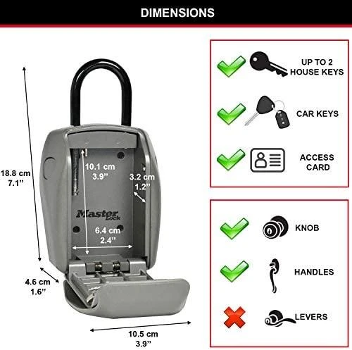 MASTER LOCK tvirtas raktų dėklas su kombinuota spyna ir kilpa 5414EURD